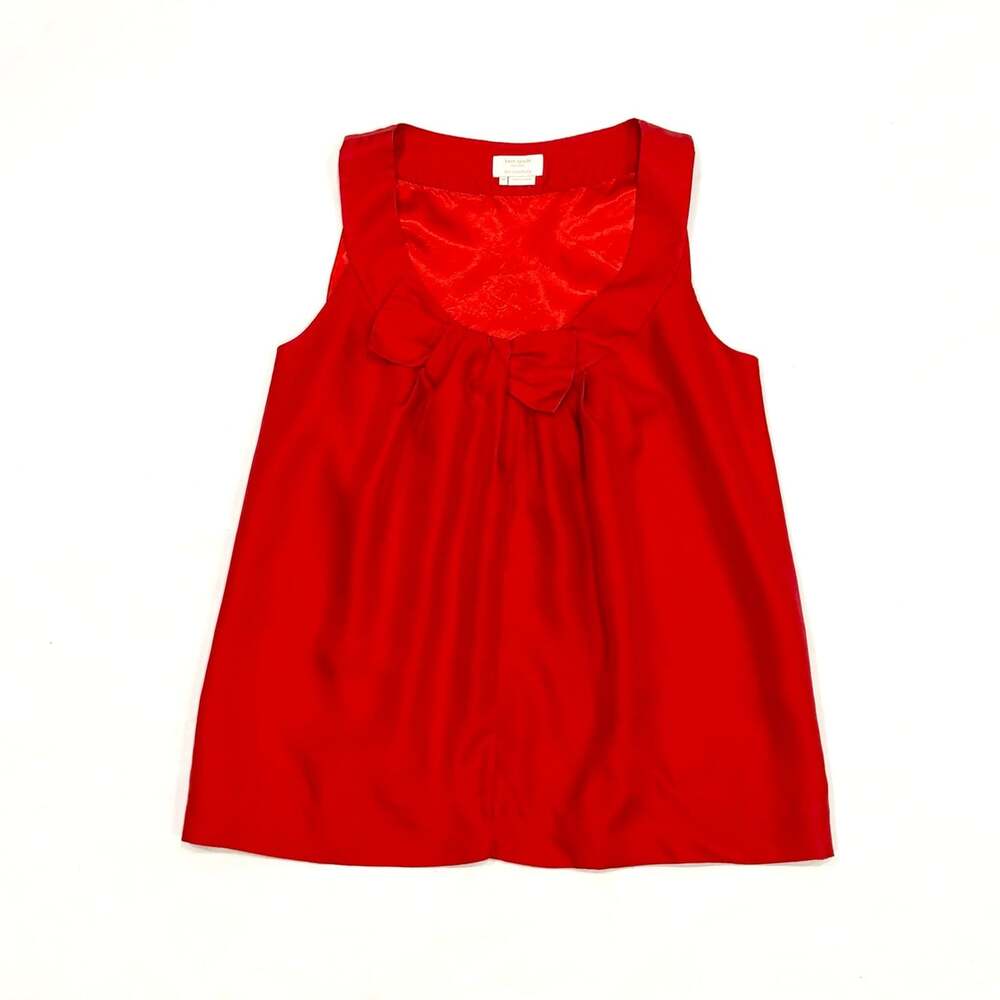 Kate Spade NY Celesta Red Bow Detail Silk Sleeveless Blouse